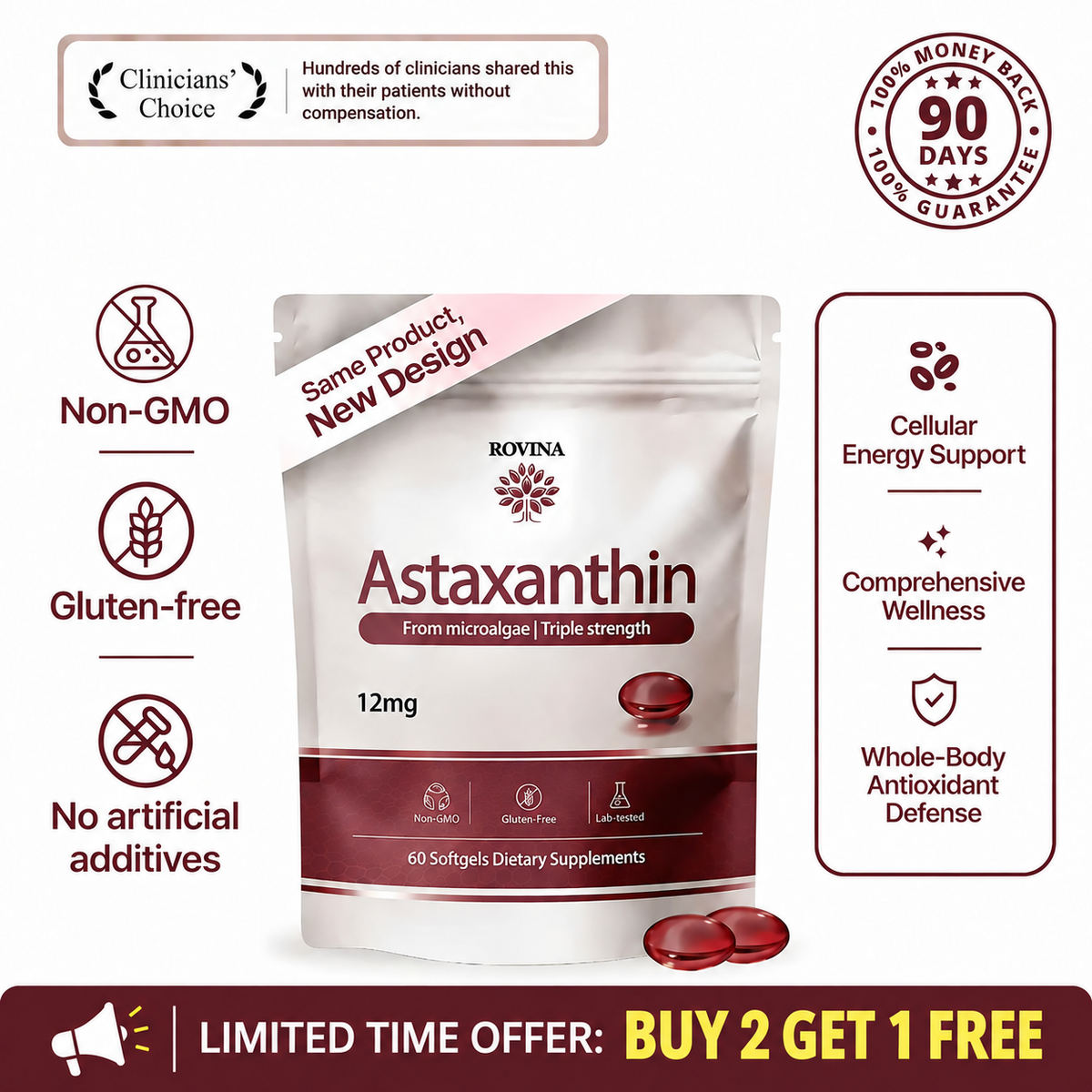 Rovina Astaxanthin - Nature’s Most Powerful Antioxidant for Whole Body Support & Cellular Protection